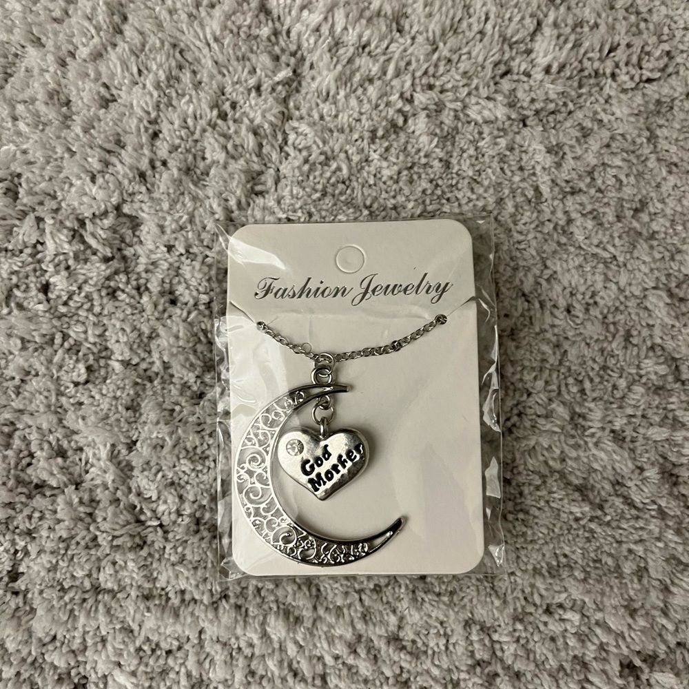 Godmother Moon and Heart Necklace